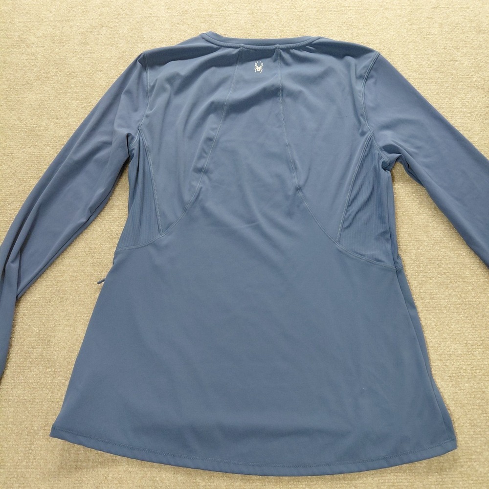 Spyder Active Women M Blue Long Sleeve Base Layer Top Crewneck Solid Nylon Soft - Picture 4 of 11